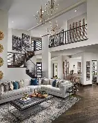 Comfortable oatmeal bouclé armchair in an architecturally styled room